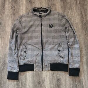 Y2K Zoo York Men’s Plaid Zip Up Jacket Gray Black Sz Large Skating 2000’s Skate